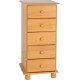 Sol 5 Drawer Narrow Chest in Antique Pine